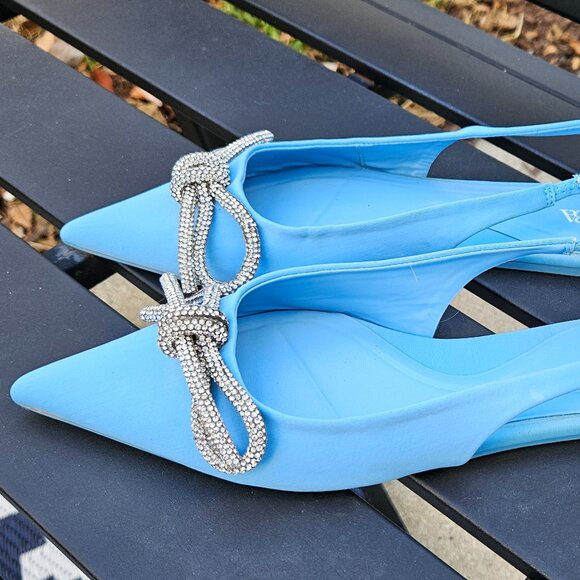 ZARA BLUE BOW SLINGBACK FLATS SIZE 37 - GENTLY WORN - Picture 7 of 7